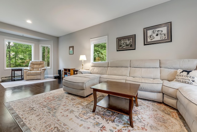 106 Legends Ct, East Stroudsburg, PA 18302 - living room featuring a baseboard heating unit and recessed lighting