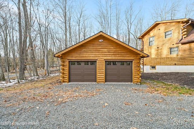 view of detached garage