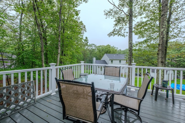113 Larsen Ln, Cresco, PA 18326 - wooden deck featuring outdoor dining area