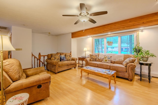 113 Larsen Ln, Cresco, PA 18326 - living area featuring light wood finished floors and ceiling fan