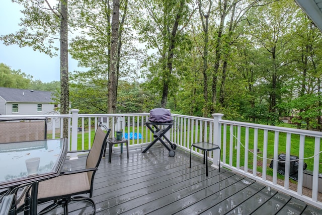 113 Larsen Ln, Cresco, PA 18326 - wooden deck with a yard and area for grilling
