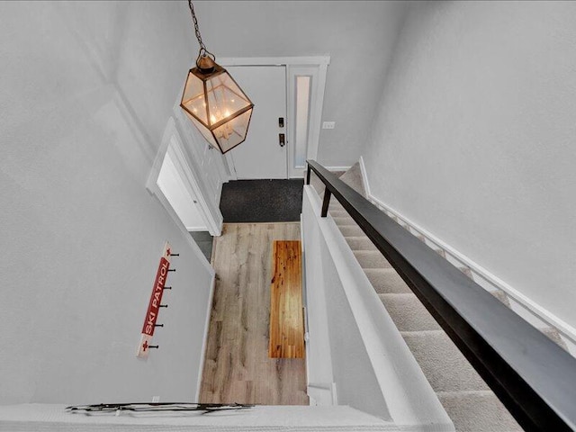 216 Snow Ridge Cir, Lake Harmony, PA 18624 - stairway featuring wood finished floors
