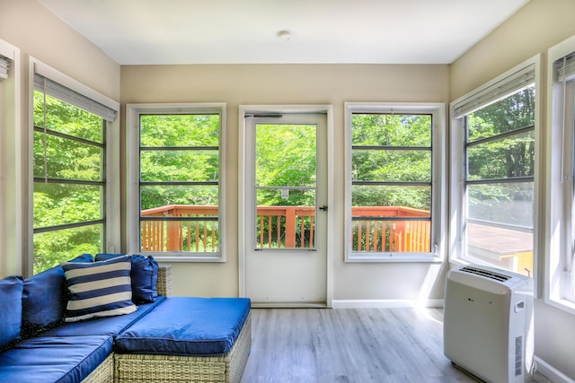 sunroom with heating unit