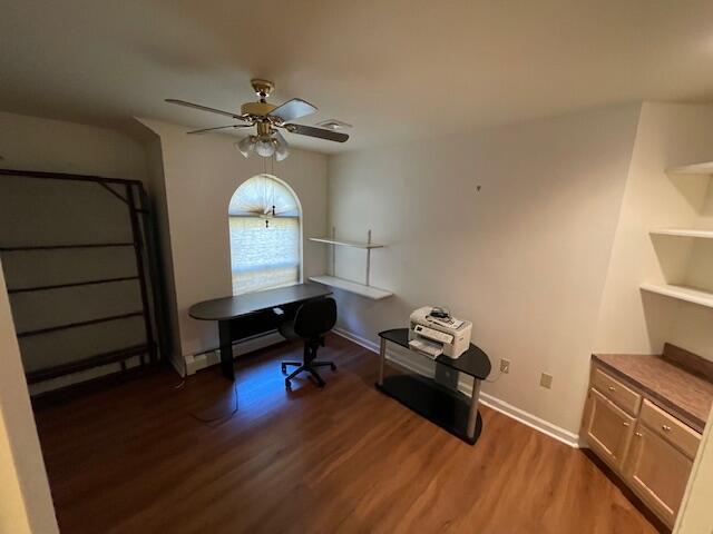 115 Murphy Ln, Kunkletown, PA 18058 - office featuring light wood-type flooring, baseboard heating, a ceiling fan, and baseboards