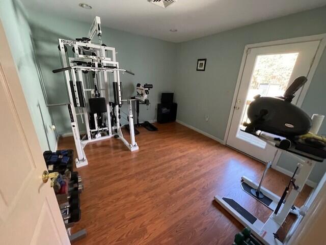 115 Murphy Ln, Kunkletown, PA 18058 - workout area featuring wood finished floors and baseboards