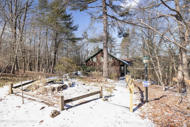 view of yard covered in snow