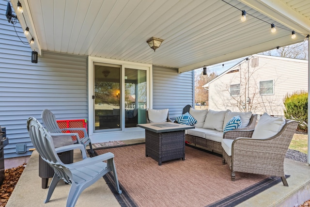 view of patio / terrace with a deck and outdoor lounge area