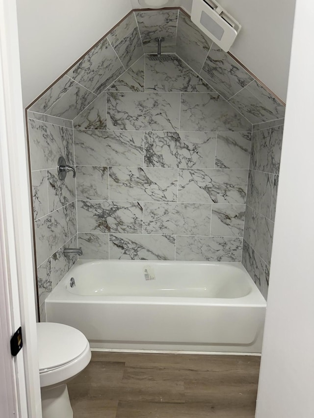 105 Glenmere Rd, Canadensis, PA 18325 - full bathroom with wood finished floors, a combined bath / shower with rainfall shower, and toilet