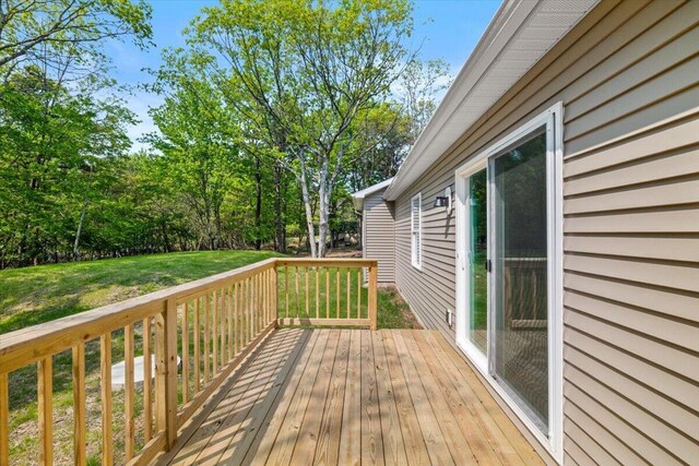 39 Berryman Ln, Albrightsville, PA 18210 - wooden deck featuring a lawn