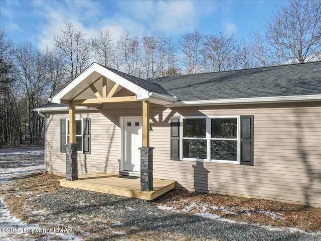 view of front of house featuring roof with shingles