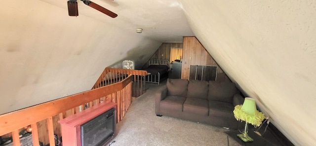 195 Bellingham Dr, Bushkill, PA 18324 - bedroom featuring lofted ceiling, carpet floors, and a ceiling fan