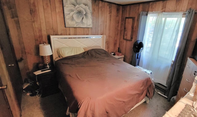 195 Bellingham Dr, Bushkill, PA 18324 - bedroom featuring wood walls and carpet floors