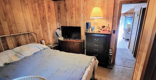 195 Bellingham Dr, Bushkill, PA 18324 - bedroom featuring carpet and wooden walls
