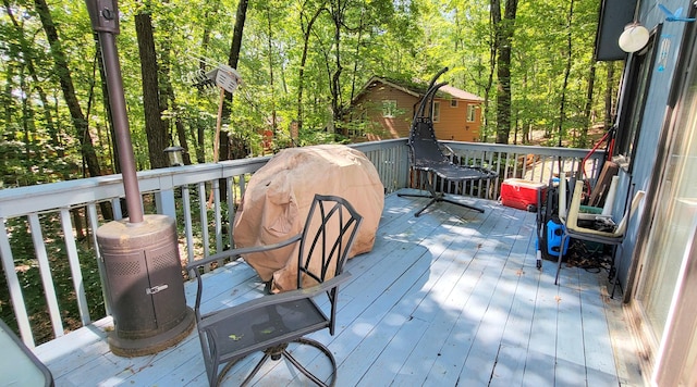 195 Bellingham Dr, Bushkill, PA 18324 - deck featuring a view of trees