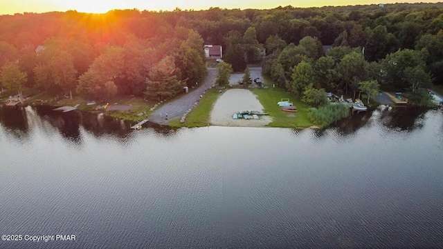 9860 Deerwood Dr, Tobyhanna, PA 18466 - bird's eye view of a large body of water and a forest