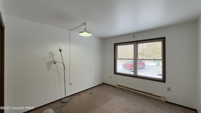 9860 Deerwood Dr, Tobyhanna, PA 18466 - carpeted spare room featuring baseboard heating and baseboards