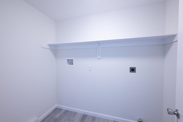 9133 Belvedere Rd # 5020, Tobyhanna, PA 18466 - washroom featuring hookup for a washing machine, light wood-style floors, hookup for an electric dryer, and baseboards