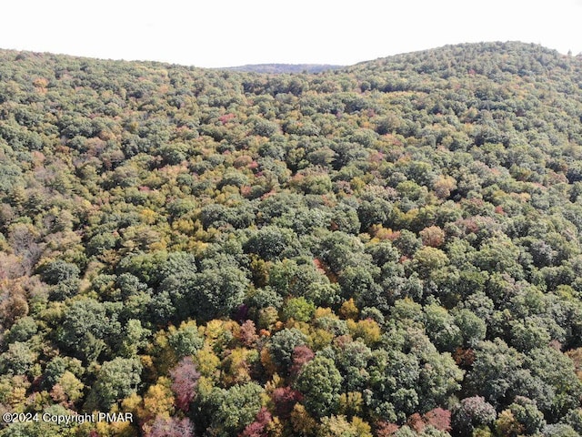 birds eye view of property with a wooded view