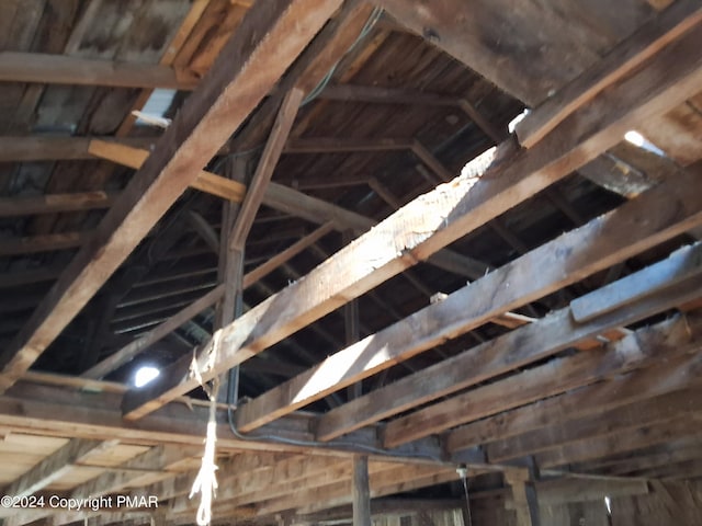 view of unfinished attic