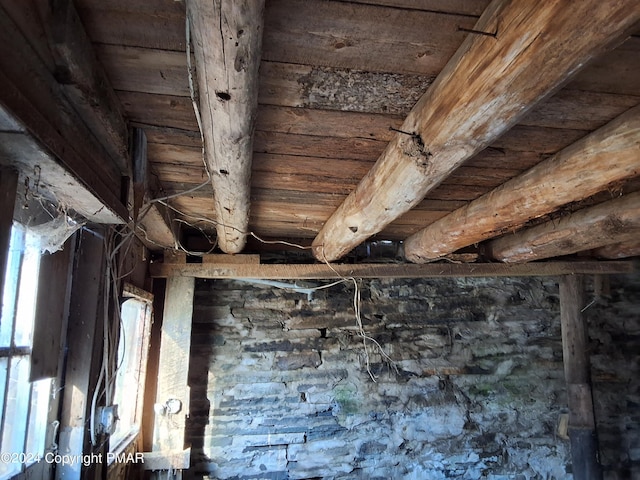 interior details with beam ceiling