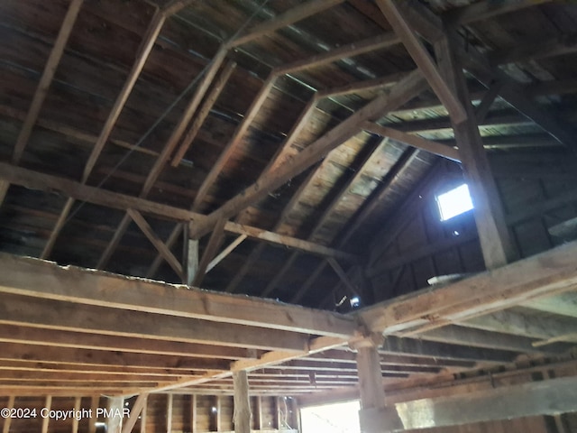 view of unfinished attic