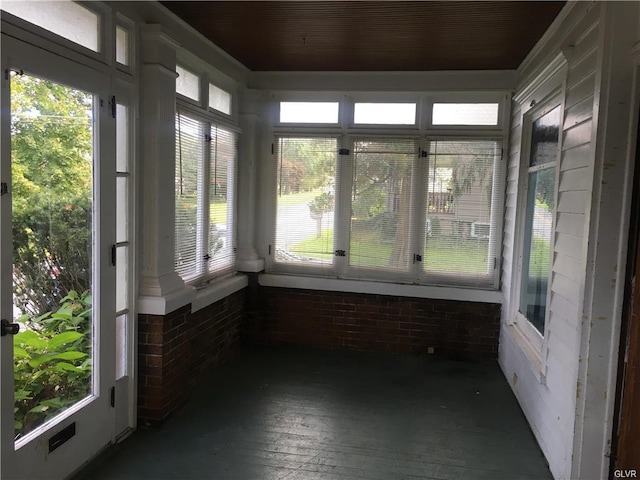 view of unfurnished sunroom