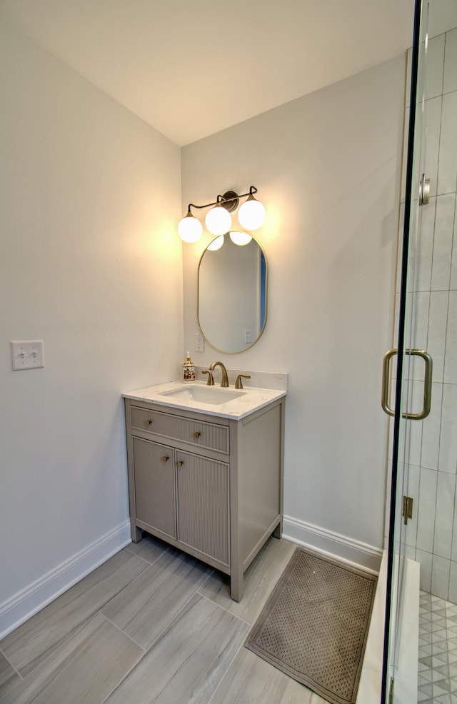 109 Forest Lake Dr, Jim Thorpe, PA 18229 - bathroom with vanity, a shower stall, and wood finished floors
