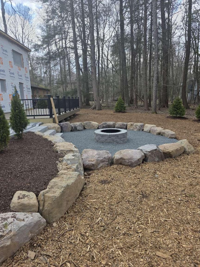 2210 White Oak Trl, Pocono Pines, PA 18350 - view of yard featuring an outdoor fire pit