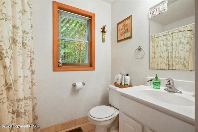 277 Packanack Dr, Clifton Township, PA 18424 - full bathroom featuring toilet, vanity, and a shower with shower curtain
