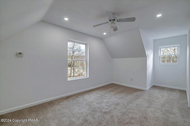 120 St Andrews Dr, Bushkill, PA 18324 - bonus room with lofted ceiling, healthy amount of natural light, recessed lighting, baseboards, and carpet flooring