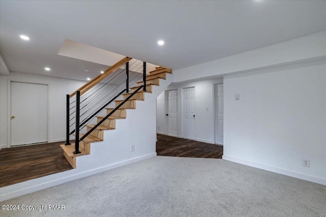 120 St Andrews Dr, Bushkill, PA 18324 - finished basement with carpet, baseboards, stairway, and recessed lighting