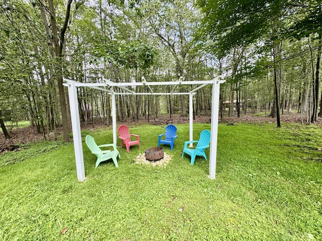 1110 Lehigh Cir, Tobyhanna, PA 18466 - view of playground with an outdoor fire pit and a lawn