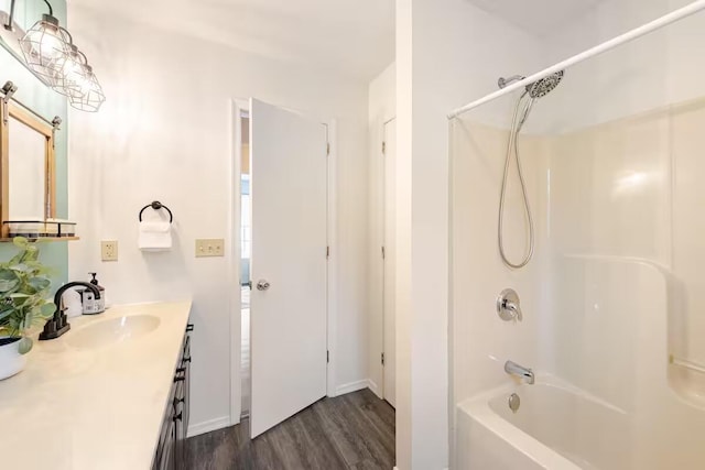 3114 Fairfax Ter, East Stroudsburg, PA 18301 - full bathroom with bathing tub / shower combination, wood finished floors, and vanity
