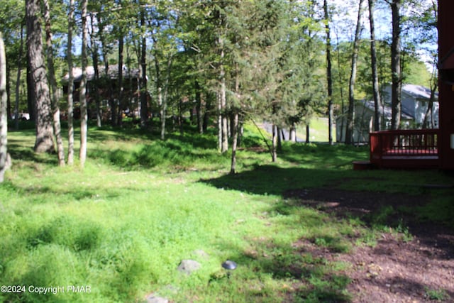 view of yard with a deck