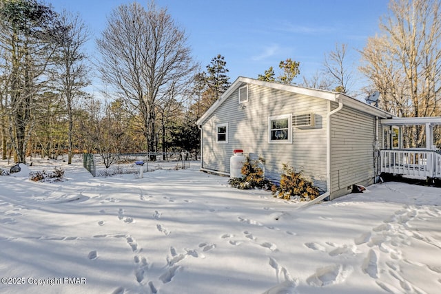 view of snow covered property