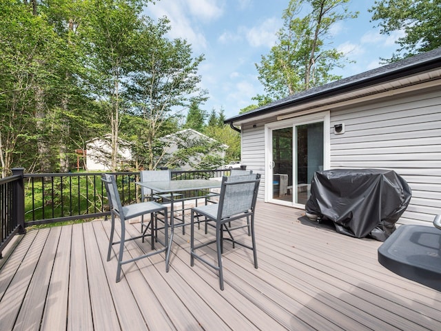 1533 Black Birch Way, Tobyhanna, PA 18466 - wooden deck with outdoor dining space and grilling area
