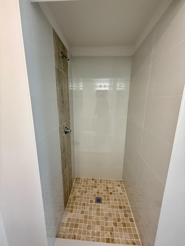 bathroom with a stall shower