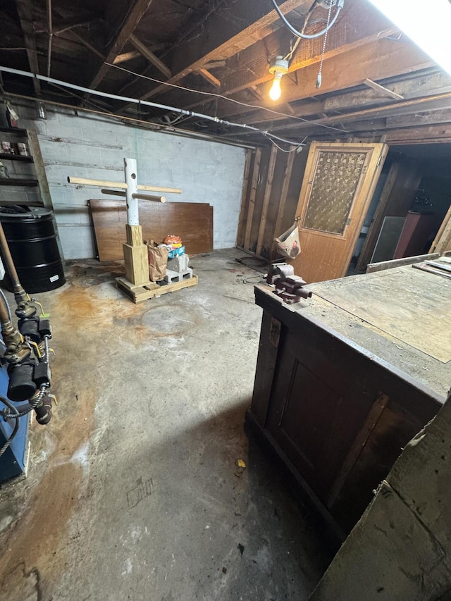 view of unfinished basement