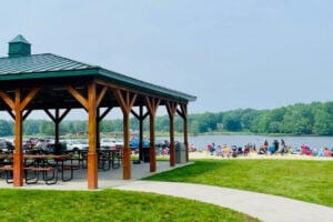 457 Maxatawny Dr, Pocono Lake, PA 18347 - view of home's community featuring a gazebo, a lawn, and a water view