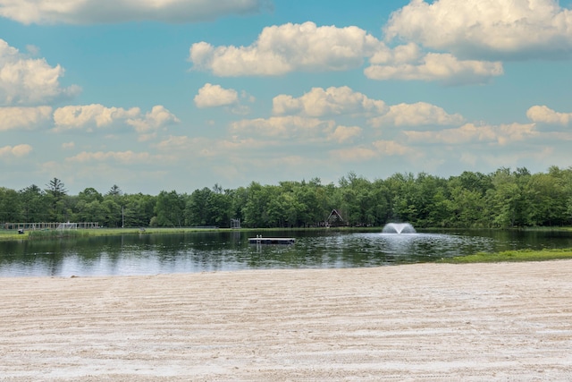 view of water feature featuring a view of trees