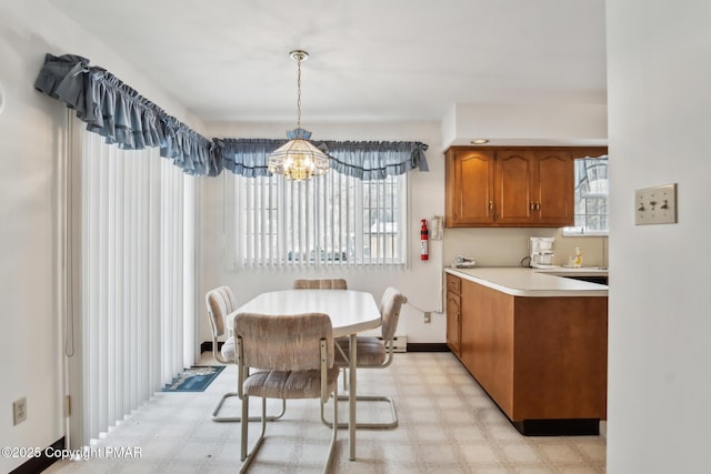 dining room with an inviting chandelier