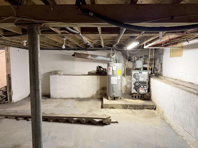 417 Lower Swiftwater Rd, Cresco, PA 18326 - unfinished basement featuring electric water heater and a heating unit