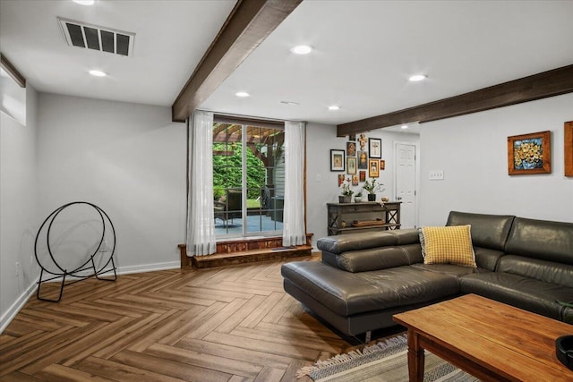 262 Marilou Ln, Bartonsville, PA 18321 - living room with beam ceiling and recessed lighting