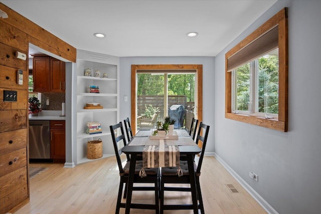 262 Marilou Ln, Bartonsville, PA 18321 - dining space with light wood-type flooring, recessed lighting, and built in shelves