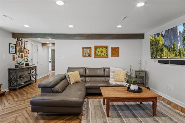 262 Marilou Ln, Bartonsville, PA 18321 - living area with recessed lighting and beamed ceiling