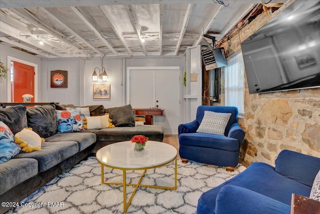 living room with wood finished floors