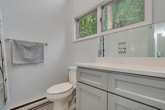 171 Flintlock Trl, Pocono Pines, PA 18350 - half bath with vanity, toilet, and a baseboard heating unit