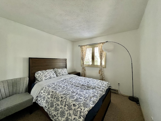 5144 Hounds Ear Rd, Tobyhanna, PA 18466 - bedroom with a baseboard radiator, a textured ceiling, and carpet floors