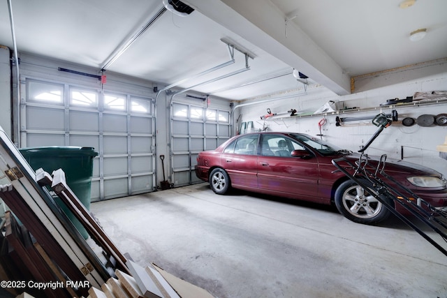 garage with a garage door opener