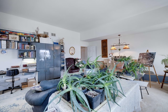 living area with carpet flooring